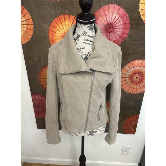 Miami Beige Jacket W/ Velvet Feeling Neck-warmer & Stretch Sides Urban Luxe Sz S - Picture 1 of 4